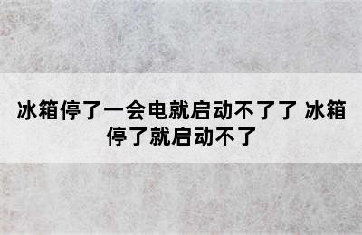 冰箱停了一会电就启动不了了 冰箱停了就启动不了